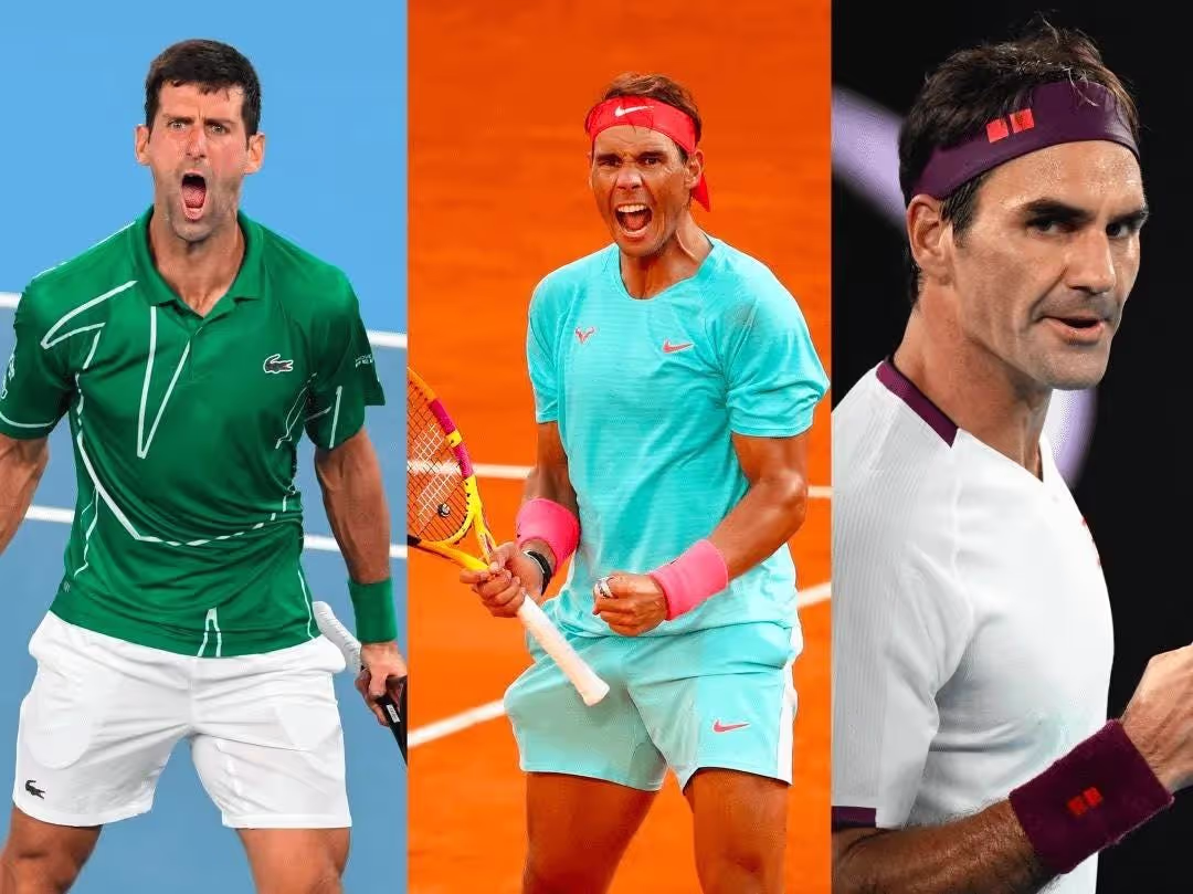 Djokovic, Nadal, Federer가 나란히 경기하는 사진