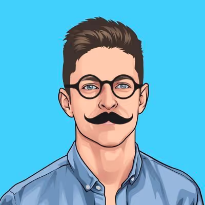 안경과 콧수염을 단 George Mack 일러스트